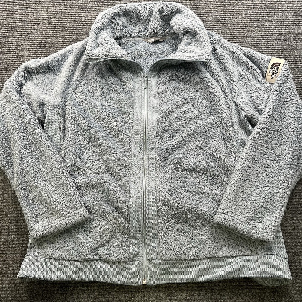 The North Face Teddy Jacket XL Light‎ Blue Furry Fleece Full Zip Up Outdoor Cozy
